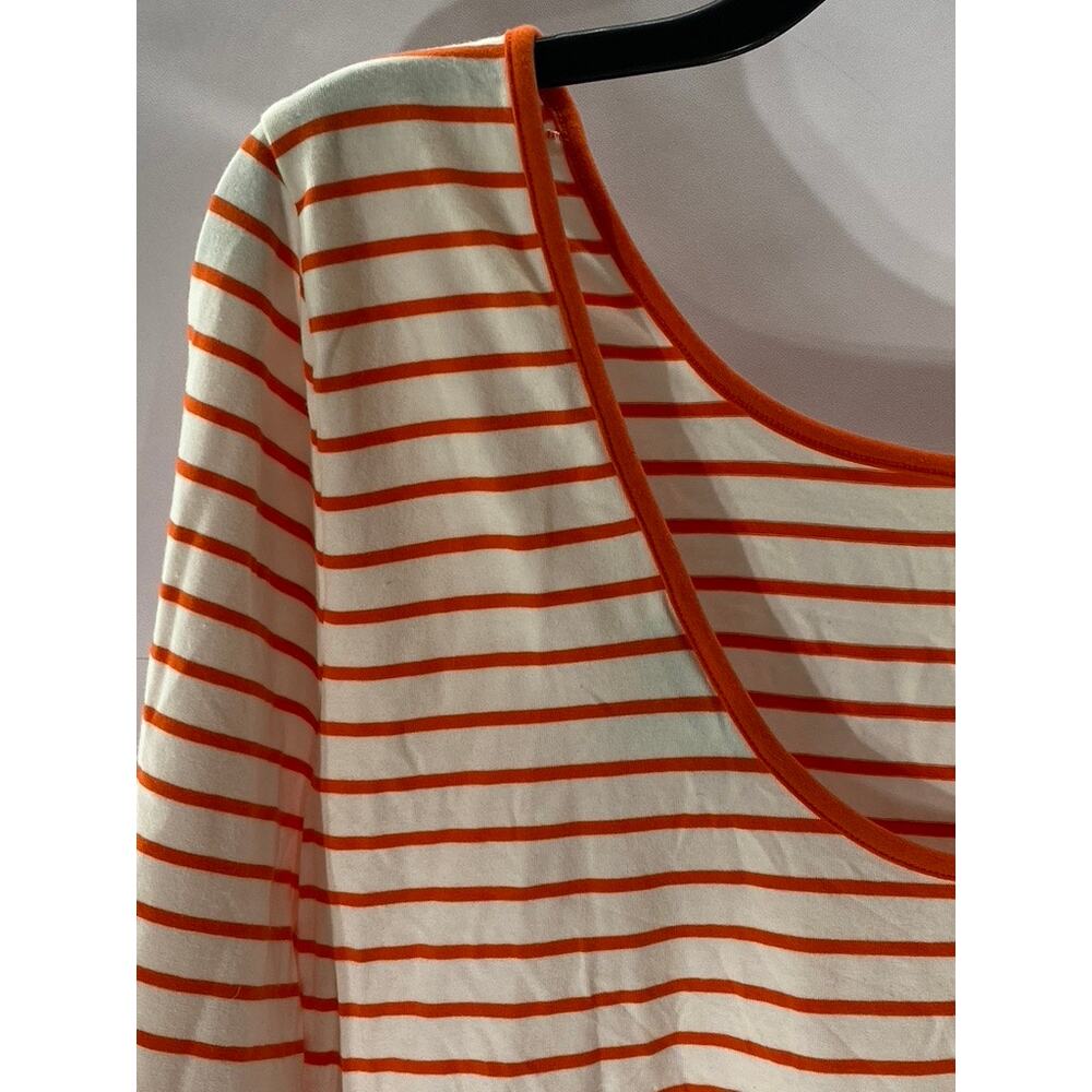 ON 34TH Women's Orange-White Striped Scoop-Neck Long Sleeve Bodysuit SZ L - Picture 4 of 11